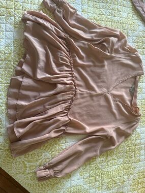 All Saints Blush Pink Ruffled Peplum Blouse